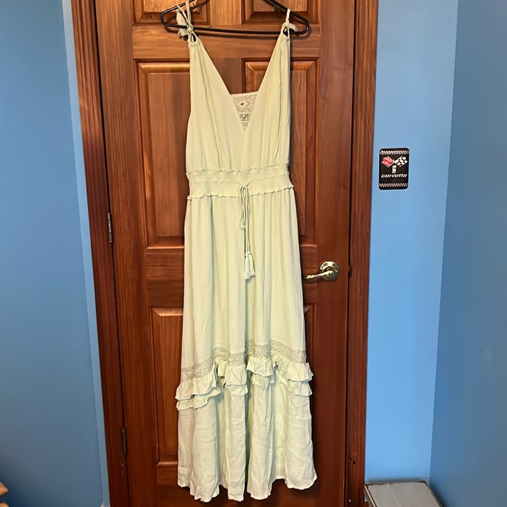 K. Jordan Mint Green Maxi Tiered Dress